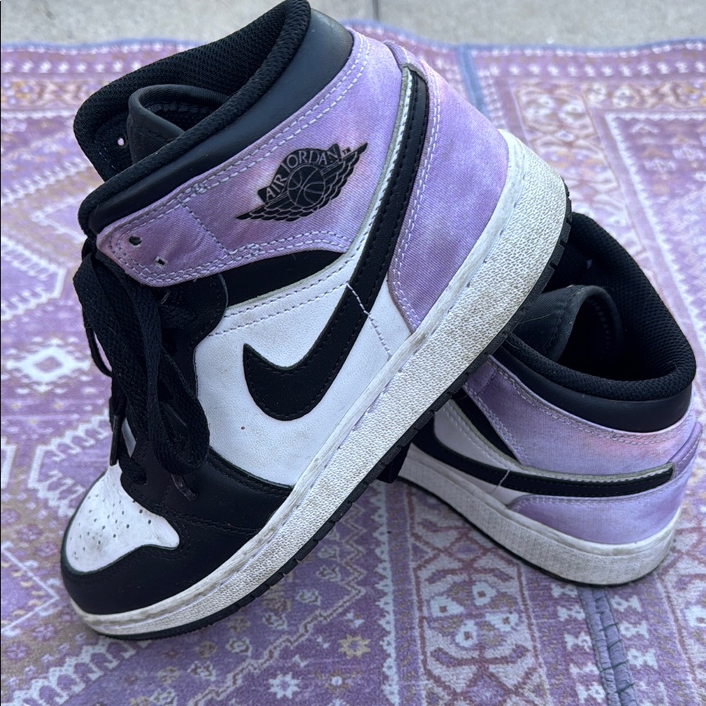 Jordan Black and Purple High-Top Sneakers